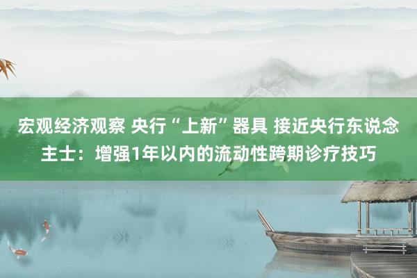 宏观经济观察 央行“上新”器具 接近央行东说念主士：增强1年以内的流动性跨期诊疗技巧