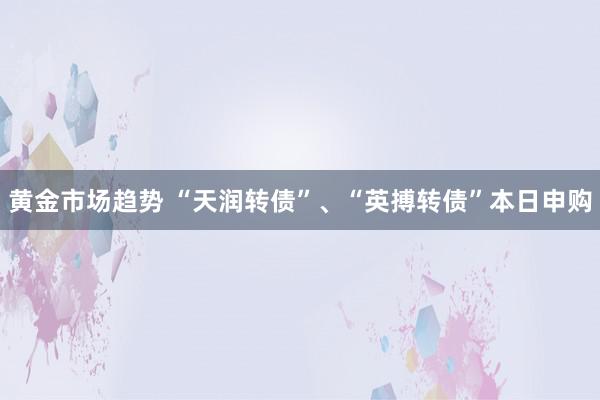 黄金市场趋势 “天润转债”、“英搏转债”本日申购