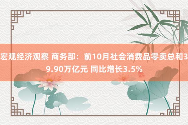 宏观经济观察 商务部：前10月社会消费品零卖总和39.90万亿元 同比增长3.5%