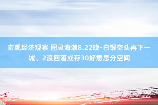 宏观经济观察 图灵海潮8.22晚-白银空头再下一城、2浪回落或存30好意思分空间