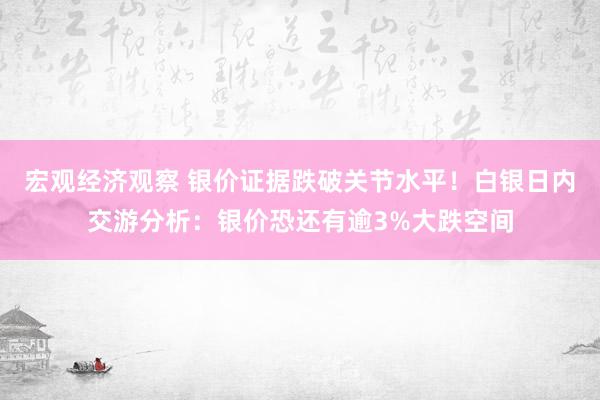 宏观经济观察 银价证据跌破关节水平！白银日内交游分析：银价恐还有逾3%大跌空间