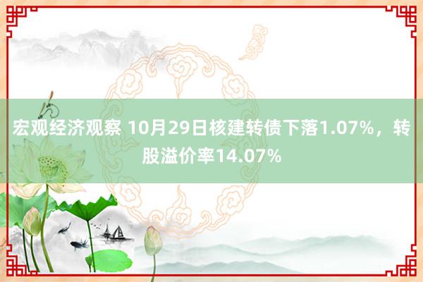 宏观经济观察 10月29日核建转债下落1.07%，转股溢价率14.07%