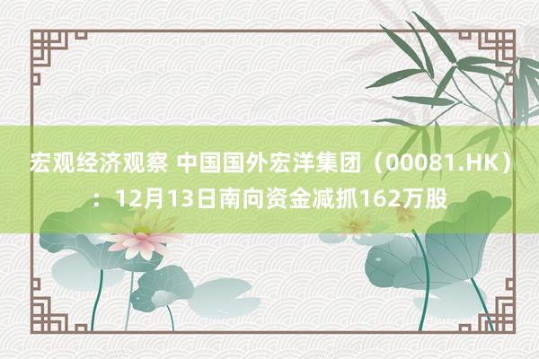 宏观经济观察 中国国外宏洋集团（00081.HK）：12月13日南向资金减抓162万股