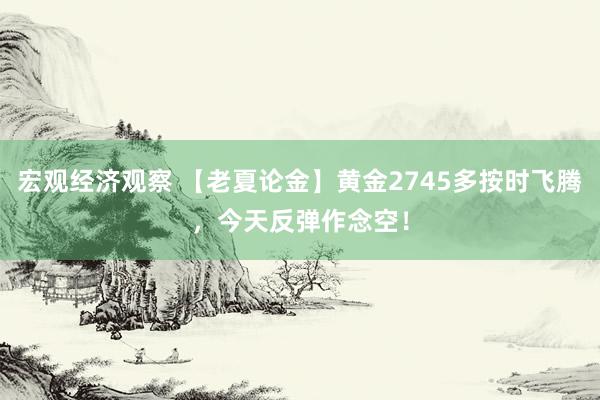 宏观经济观察 【老夏论金】黄金2745多按时飞腾，今天反弹作念空！