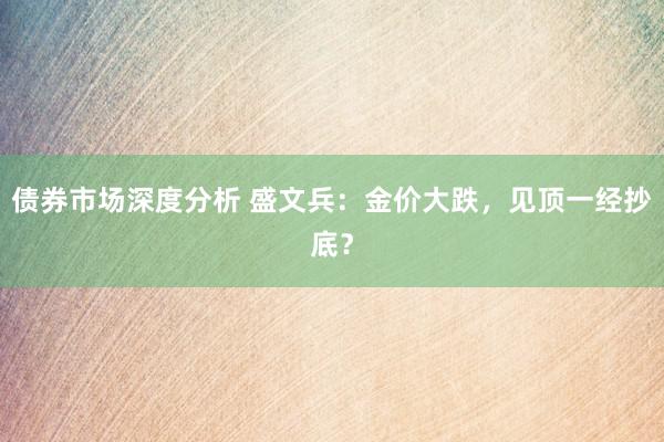 债券市场深度分析 盛文兵：金价大跌，见顶一经抄底？