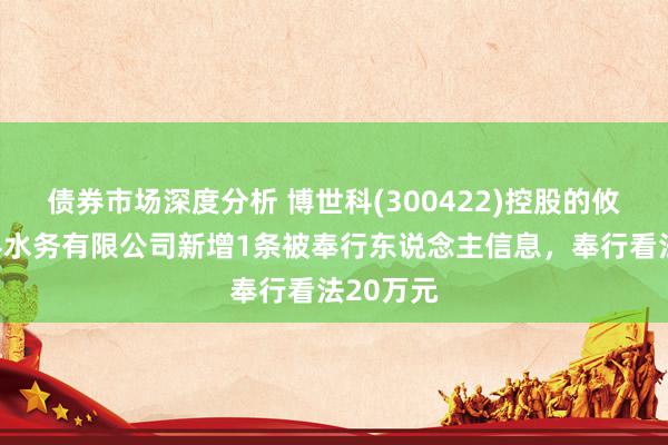 债券市场深度分析 博世科(300422)控股的攸县博世科水务有限公司新增1条被奉行东说念主信息，奉行看法20万元