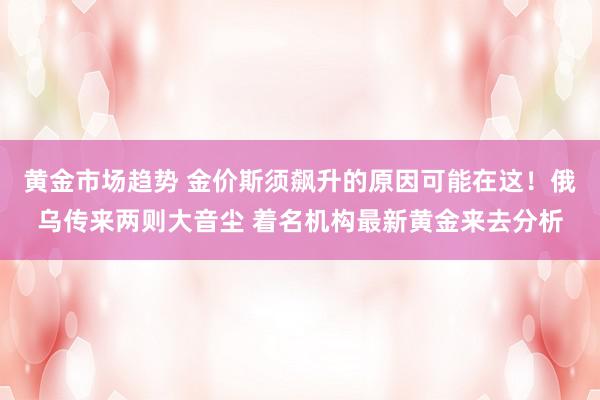 黄金市场趋势 金价斯须飙升的原因可能在这！俄乌传来两则大音尘 着名机构最新黄金来去分析