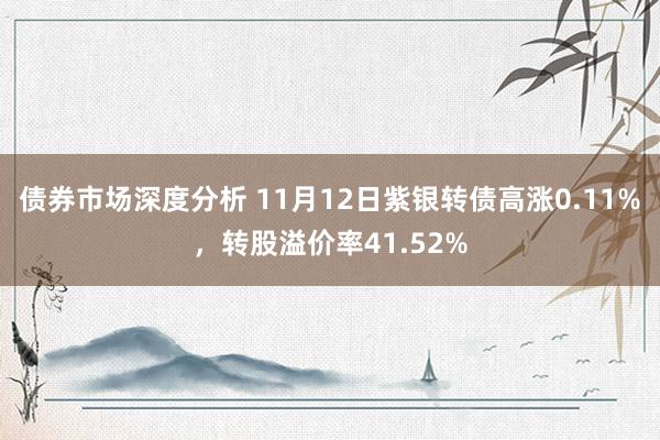 债券市场深度分析 11月12日紫银转债高涨0.11%，转股溢价率41.52%