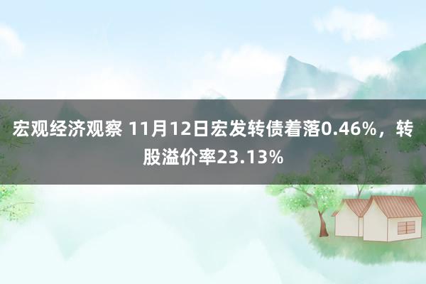 宏观经济观察 11月12日宏发转债着落0.46%，转股溢价率23.13%