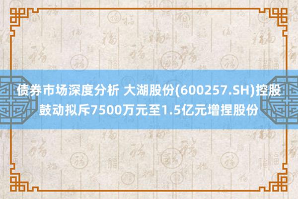 债券市场深度分析 大湖股份(600257.SH)控股鼓动拟斥7500万元至1.5亿元增捏股份