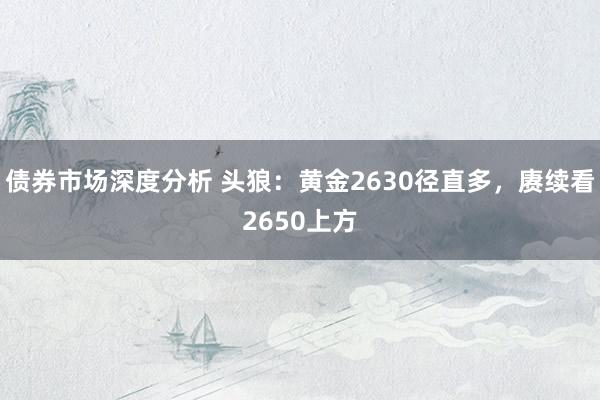 债券市场深度分析 头狼：黄金2630径直多，赓续看2650上方