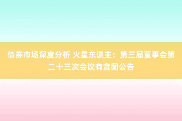 债券市场深度分析 火星东谈主：第三届董事会第二十三次会议有贪图公告