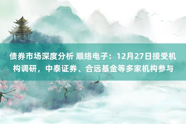 债券市场深度分析 顺络电子：12月27日接受机构调研，中泰证券、合远基金等多家机构参与