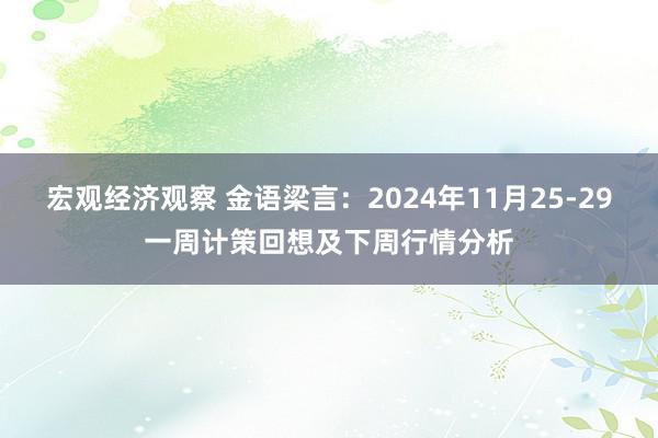 宏观经济观察 金语梁言：2024年11月25-29一周计策回想及下周行情分析