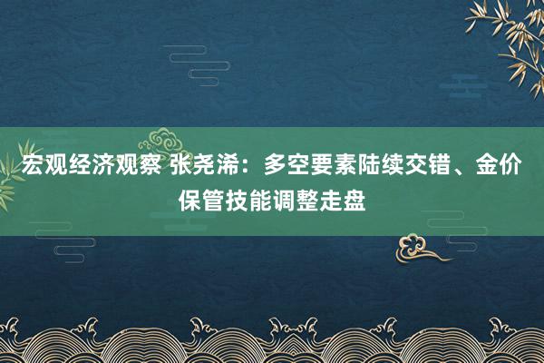 宏观经济观察 张尧浠：多空要素陆续交错、金价保管技能调整走盘