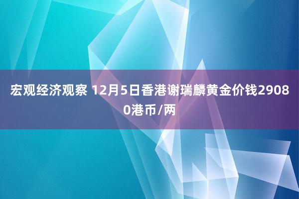 宏观经济观察 12月5日香港谢瑞麟黄金价钱29080港币/两