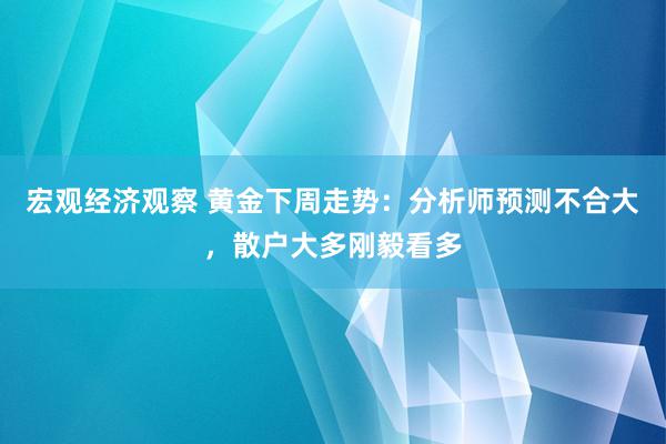 宏观经济观察 黄金下周走势：分析师预测不合大，散户大多刚毅看多