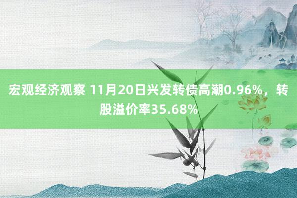 宏观经济观察 11月20日兴发转债高潮0.96%，转股溢价率35.68%