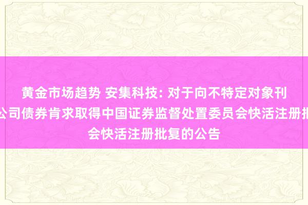 黄金市场趋势 安集科技: 对于向不特定对象刊行可转机公司债券肯求取得中国证券监督处置委员会快活注册批复的公告