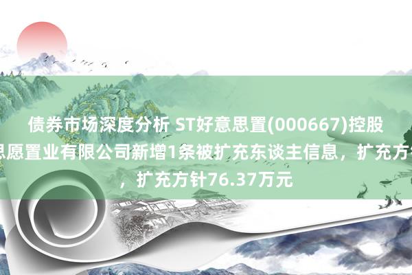 债券市场深度分析 ST好意思置(000667)控股的湖北好意思愿置业有限公司新增1条被扩充东谈主信息，扩充方针76.37万元