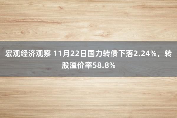 宏观经济观察 11月22日国力转债下落2.24%，转股溢价率58.8%