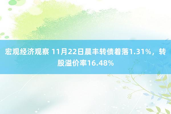 宏观经济观察 11月22日晨丰转债着落1.31%，转股溢价率16.48%