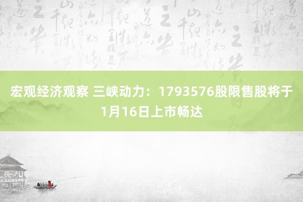 宏观经济观察 三峡动力：1793576股限售股将于1月16日上市畅达