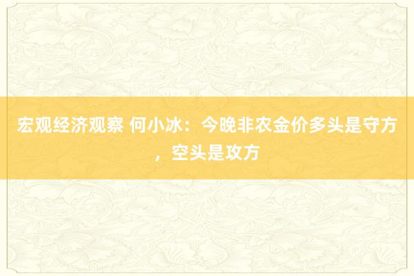 宏观经济观察 何小冰：今晚非农金价多头是守方，空头是攻方