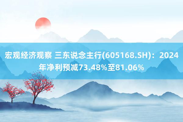 宏观经济观察 三东说念主行(605168.SH)：2024年净利预减73.48%至81.06%