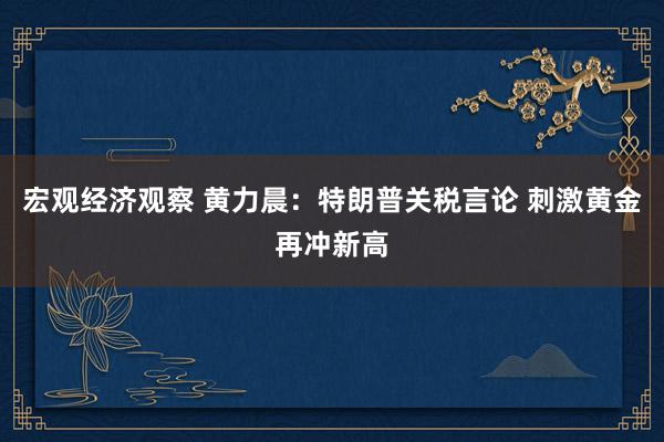 宏观经济观察 黄力晨：特朗普关税言论 刺激黄金再冲新高