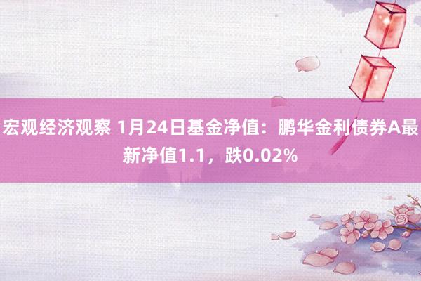 宏观经济观察 1月24日基金净值：鹏华金利债券A最新净值1.1，跌0.02%