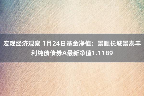 宏观经济观察 1月24日基金净值：景顺长城景泰丰利纯债债券A最新净值1.1189