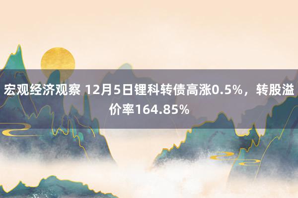 宏观经济观察 12月5日锂科转债高涨0.5%，转股溢价率164.85%