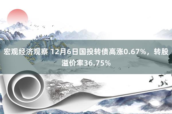 宏观经济观察 12月6日国投转债高涨0.67%，转股溢价率36.75%