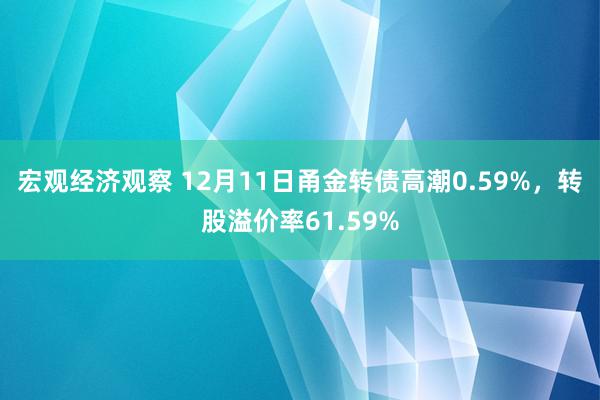 宏观经济观察 12月11日甬金转债高潮0.59%，转股溢价率61.59%