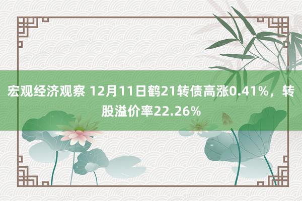 宏观经济观察 12月11日鹤21转债高涨0.41%，转股溢价率22.26%