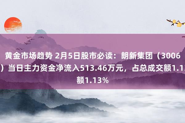 黄金市场趋势 2月5日股市必读：朗新集团（300682）当日主力资金净流入513.46万元，占总成交额1.13%