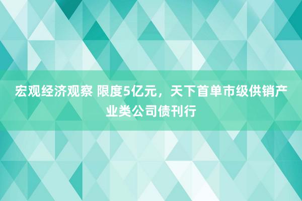 宏观经济观察 限度5亿元，天下首单市级供销产业类公司债刊行