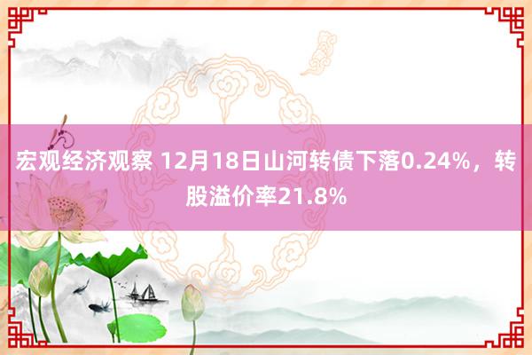 宏观经济观察 12月18日山河转债下落0.24%，转股溢价率21.8%