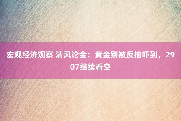 宏观经济观察 清风论金：黄金别被反抽吓到，2907继续看空