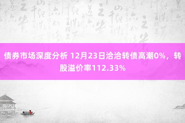 债券市场深度分析 12月23日洽洽转债高潮0%，转股溢价率112.33%