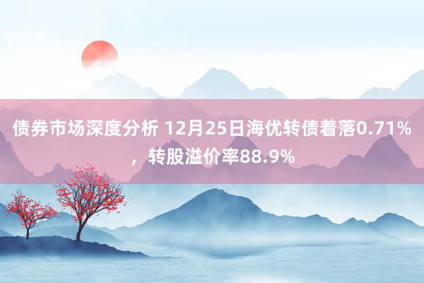 债券市场深度分析 12月25日海优转债着落0.71%，转股溢价率88.9%