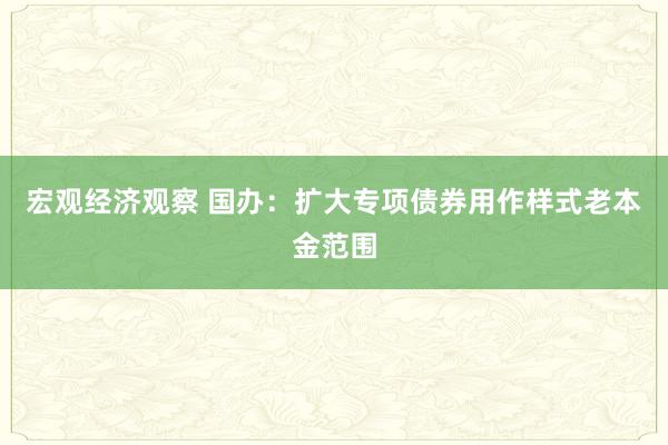 宏观经济观察 国办：扩大专项债券用作样式老本金范围