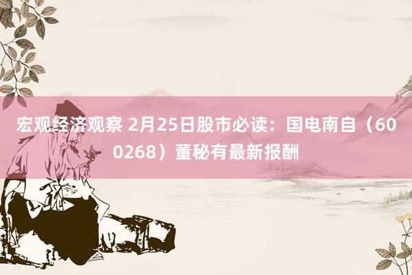 宏观经济观察 2月25日股市必读：国电南自（600268）董秘有最新报酬