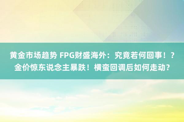 黄金市场趋势 FPG财盛海外：究竟若何回事！？金价惊东说念主暴跌！横蛮回调后如何走动？