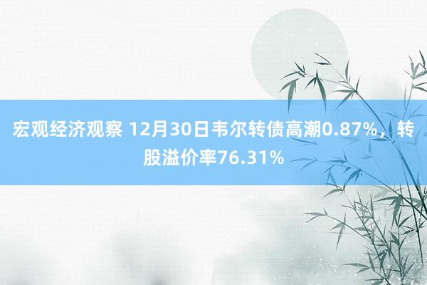 宏观经济观察 12月30日韦尔转债高潮0.87%，转股溢价率76.31%