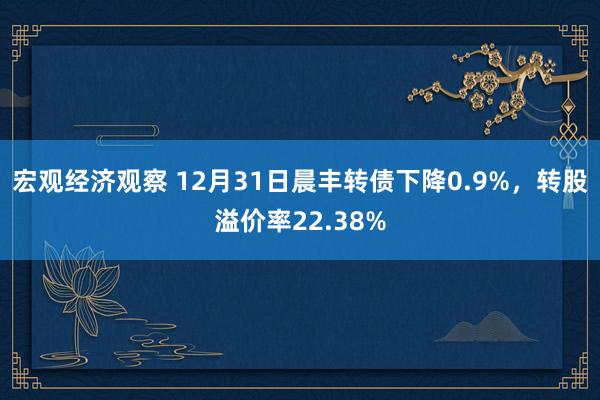 宏观经济观察 12月31日晨丰转债下降0.9%，转股溢价率22.38%