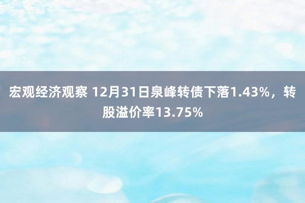 宏观经济观察 12月31日泉峰转债下落1.43%，转股溢价率13.75%