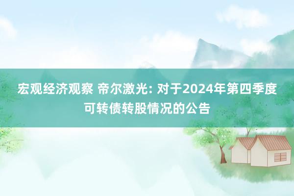 宏观经济观察 帝尔激光: 对于2024年第四季度可转债转股情况的公告