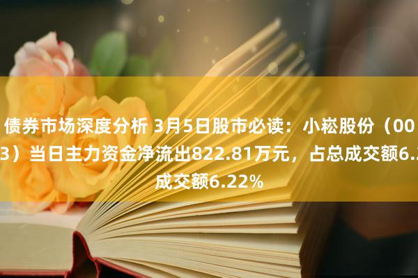 债券市场深度分析 3月5日股市必读：小崧股份（002723）当日主力资金净流出822.81万元，占总成交额6.22%